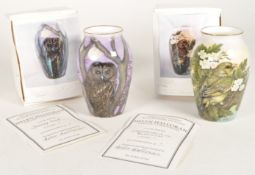 HELEN HALLORAN - TWO LATE 20TH CENTURY CERAMIC HAND PAINTED VASES