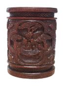 19TH CENTURY CHINESE CARVED BAMBOO BRUSH POT