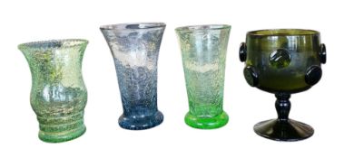 FOUR MID CENTURY PIECES OF GLASSWARE