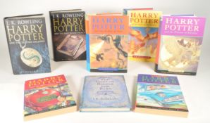 HARRY POTTER BOOKS BY J K ROWLING EIGHT IN TOTAL SOME FIRST EDITIONS.