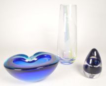 THREE LATE 20TH CENTURY STUDIO ART GLASS PIECES
