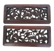 TWO 20TH CENTURY CHINESE CARVED HARDWOOD PANELS