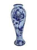 MOORCROFT - 2003 POTTERY CHRYSANTHEMUM PATTERNED BLUE VASE
