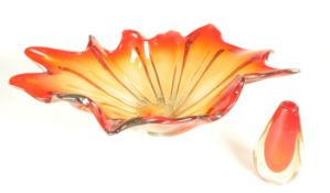 MID CENTURY ORREFORS GLASS VASE & FRUIT BOWL