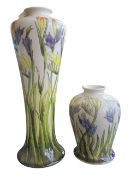 TWO 2001 COBRIDGE STONEWARE VASES WITH FLORAL DESIGNS