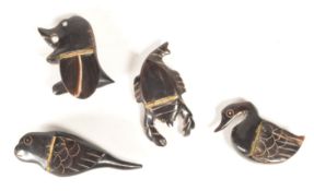 COLLECTION OF FOUR VINTAGE HORN SNUFF BOXES