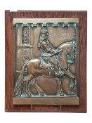 1902 JAN WELLEM DUSSELDORF 1703 BRASS PLAQUE MOUNTED ON WOOD
