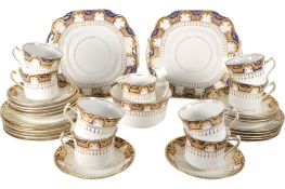 EARLY 20TH CENTURY ENGLISH DIAMOND CHINA TEA SERVICE