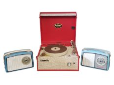 DANSETTE - MID CENTURY PORTABLE RECORD PLAYER AND TWO RADIOS