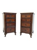 PAIR OF VICTORIAN REVIVAL PEDESTAL CHEST OF DRAWERS