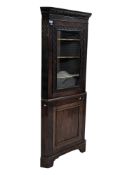 19TH CENTURY CARVED MAHOGANY CORNER CABINET