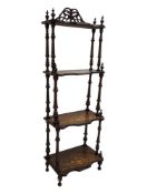 VICTORIAN 19TH CENTURY WALNUT & MARQUETRY WHATNOT ETAGERE