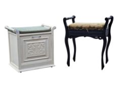 TWO EDWARDIAN PAINTED PIANO STOOLS