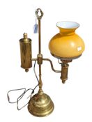 EARLY 20TH CENTURY CONVERTED STUDENTS BRASS OIL LAMP