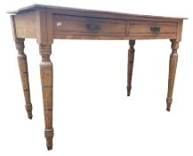EARLY 20TH CENTURY PINE TWO-DRAWER SIDE TABLE