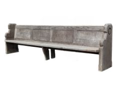 19TH CENTURY VICTORIAN LARGE OAK CHURCH BENCH / PEW