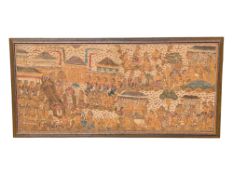 LARGE EARLY 20TH CENTURY WAYANG STYLE BALINESE PAINTING