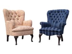 TWO 20TH CENTURY BUTTONBACK ARMCHAIRS