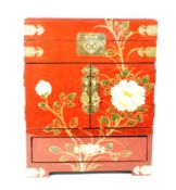 CONTEMPORARY CHINOISERIE RED LACQUERED & GILT TABLE TOP CABINET