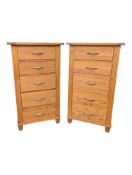 MODERN PAIR OF SOLID OAK PEDESTAL CHEST OF DRAWERS