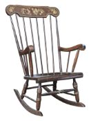 20TH CENTURY VINTAGE BEECH ROCKING ARMCHAIR
