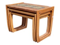 BRITISH MODERN DESIGN - MID CENTURY TEAK TILE TOP NESTING TABLES