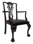 19TH CENTURY CHIPPENDALE REVIVAL CARVER ARMCHAIR