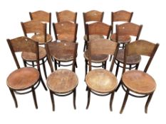 FISCHEL, AUSTRIAN - SET OF TWELVE MID CENTURY BENTWOOD CAFE CHAIRS