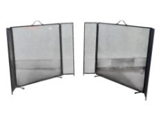 PAIR OF LARGE MATCHING MESH & METAL FIRE GUARDS