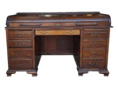 EARLY 20TH CENTURY MAHOGANY TAMBOUR ROLL TOP DESK