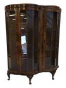 VINTAGE 20TH CENTURY ART DECO BOW FRONT DISPLAY CABINET