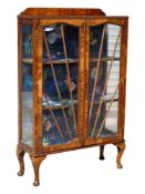 ART DECO DISPLAY CABINET ON CABRIOLE LEGS