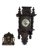 19TH CENTURY 8-DAY WALL MOUNTED VIENNA WALL CLOCK WITH MANTEL CLOCK