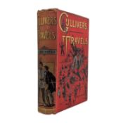 DECORATIVE CLOTH. 1895 GULLIVER'S TRAVELS BY JONATHAN SWIFT IN PICTORIAL CLOTH