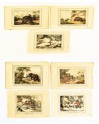 AFRICA. SEVEN EARLY 19TH CENTURY AFRICAN GAME WATERCOLOUR ENGRAVINGS