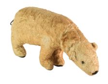 EARLY 20TH CENTURY MECHANICAL POLAR BEAR PLUSH TOY