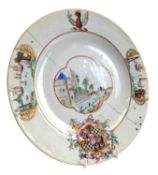 CANTON EXPORT WARE C. 1745 ARMORIAL PLATE FOR SIR GEORGE COOKE