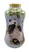 MOORCROFT - ENAMELLED BALUSTER VASE FEATURING PANDA FAMILY DESIGN