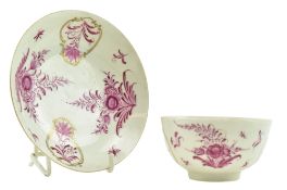 WORCESTER PORCELAIN 18TH CENTURY CHINESE BOWL AND SAUCER