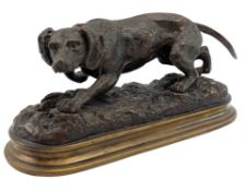 AFTER PIERRE-JULES MENE (1810-1879) - LOST WAX BRONZE FIGURE OF HUNTING DOG