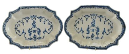 MOUSTIERS FAIENCE, FRANCE - PAIR OF 18TH CENTURY BERAIN STYLE PLATTERS