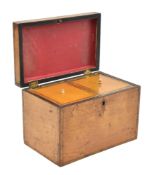 EARLY 19TH CENTURY GEORGE III SATINWOOD TEA CADDY