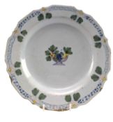 LATE 18TH CENTURY C. 1780 LONDON DELFT WARE PLATE WITH GRAPES