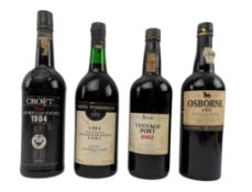 FOUR VINTAGE LATE BOTTLED 20TH CENTURY PORT BOTTLES