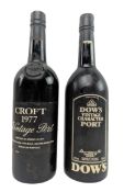 TWO VINTAGE PORT BOTTLES TO INCLUDE CROFT 1977 & ANOTHER