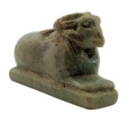 18TH DYNASTY GREEN AMULETIC PENDANT OF A CRIOSPHINX