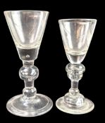 NEAR PAIR OF 18TH CENTURY C. 1710 QUEEN ANNE BALUSTER WINE GLASSES