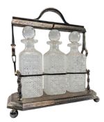 LATE 19TH / EARLY 20TH CENTURY CUT GLASS AND SILVER-PLATED TANTALUS