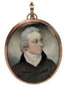ATTR. WILLIAM WOOD - 18TH CENTURY IVORY PORTRAIT MINIATURE OF A GENTLEMAN