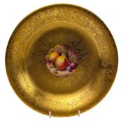 CHRISTOPHER HUGHES FOR ROYAL WORCESTER - HAND PAINTED HEAVILY GILT CABINET PLATE